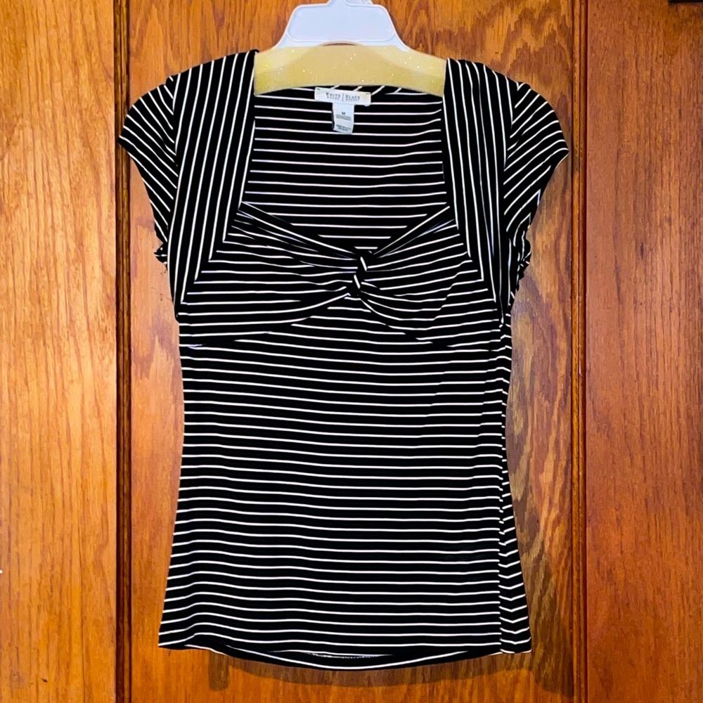 White stag black black white striped top